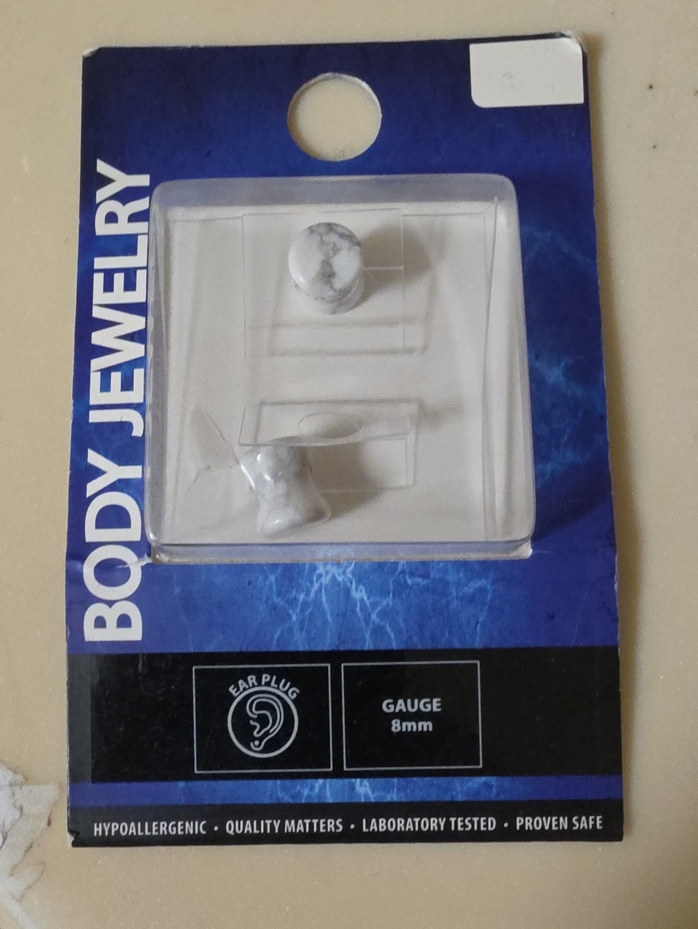 Nwt White Marble Ear Plug Body Jewelry - Unbranded